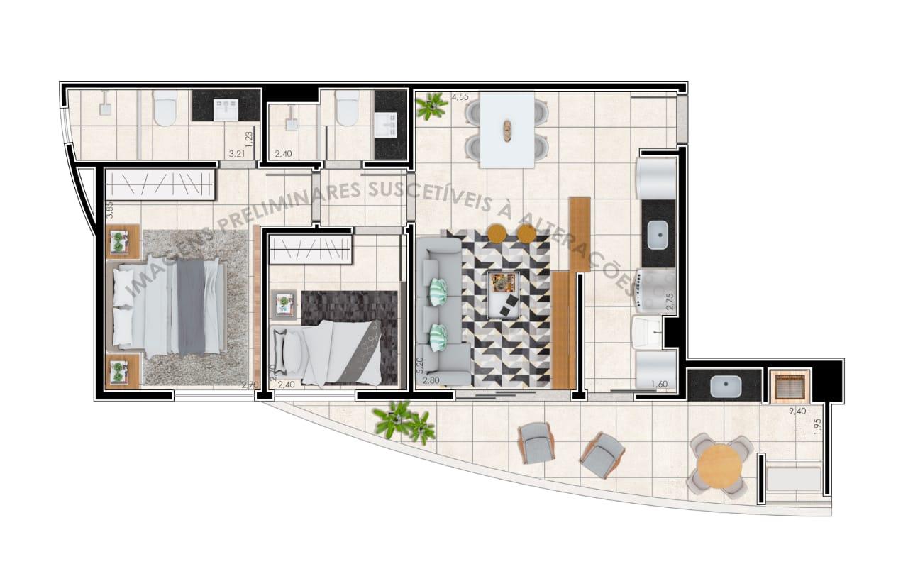 Apartamento à venda com 2 quartos, 72m² - Foto 10